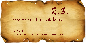 Rozgonyi Barnabás névjegykártya