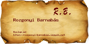 Rozgonyi Barnabás névjegykártya